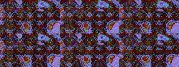 Raster illüstrasyonu. Kahverengi, mor ve kırmızı bukleli çiçekler kahverengi, mor ve kırmızı renklerde. Klasik çiçek tasarım elementleri.