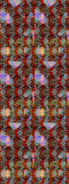 Gri, kahverengi ve kırmızı renkte çiçekler. Raster illüstrasyonunda çiçek deseni çizimi.