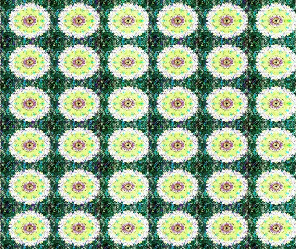 Üzerinde yeşil renkte karalamalar olan çiçek desenleri çiz. Raster illüstrasyonu.