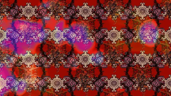 Raster illüstrasyonu. Kırmızı, kahverengi ve pembe renklerde. Çiçekli güzel suluboya desen.