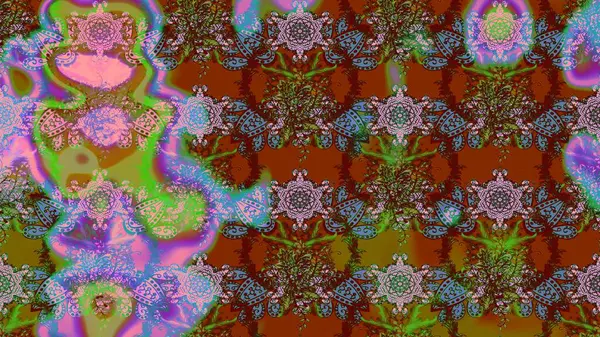 Çiçekli el çizimi çizimi deseni. Modern, kahverengi, yeşil ve pembe raster arka plan duvar kâğıdı çizgisi, desenli desenli desenli çiçekler, çiçekli süsler..