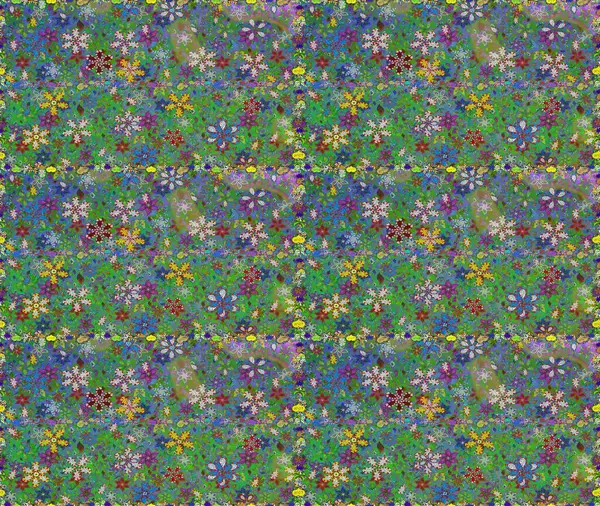 Yumuşak, yeşil renkli bahar çiçekleri. Patlayan çiçekler soyut olarak yerleştirilmiş. Raster illüstrasyonu. Raster deseni.