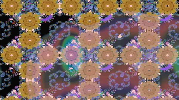 Raster çiçek desenli çiçek deseni, yapraklar, dekoratif elementler, sıçrama, lekeler, el çizimi kontur çizgileri ve Doodle çizim stili, grafik raster çizim çizimi.