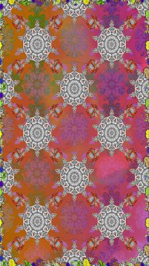 Gri ve pembe renkli gri ve pembe papatya deseni. Raster illüstrasyonu. Gri ve pembe renklerde.