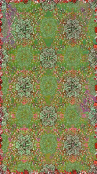 Bir sürü yeşil ve nötr soyut çiçekli tropik, pürüzsüz desen. Küçük çiçekteki sevimli çiçek deseni. Varikologreen ve nötr raster pürüzsüz çizim.