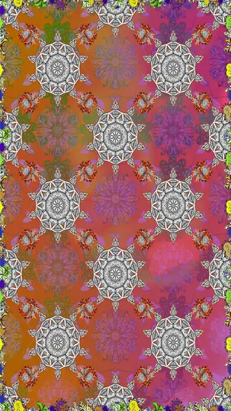 Gri ve pembe renkli gri ve pembe papatya deseni. Raster illüstrasyonu. Gri ve pembe renklerde.