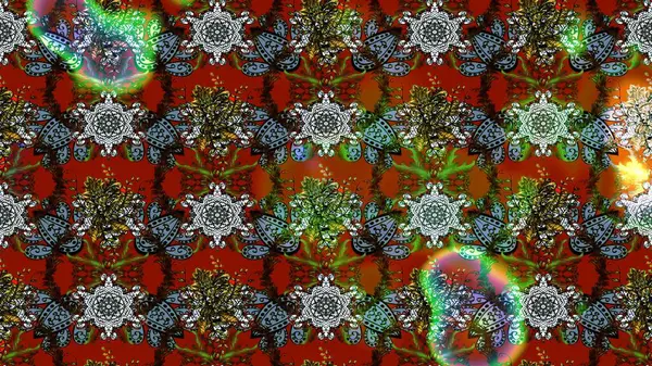 Raster illüstrasyonundaki çiçek desenli çizim. Kahverengi, kırmızı ve yeşil renkte çiçekler. Renkli Bahar Teması eskiz kalıbı. Düz Çiçek Elementleri Tasarımı.