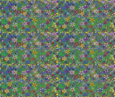 Yumuşak, yeşil renkli bahar çiçekleri. Patlayan çiçekler soyut olarak yerleştirilmiş. Raster illüstrasyonu. Raster deseni.