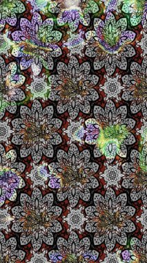 Küçük çiçekteki sevimli çiçek deseni. Varicologray Raster çizimi. Birçok gri soyut çiçekli tropikal çizim deseni.