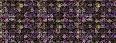 Güzel kumaş deseni. Renkli Bahar Teması eskiz kalıbı. Raster illüstrasyonundaki çiçek desenli çizim. Düz Çiçek Elementleri Tasarımı.