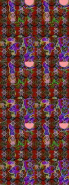 Renkli Bahar Teması eskiz kalıbı. Çiçekler kırmızı, kahverengi ve yeşil renklerde. Düz Çiçek Elementleri Tasarımı. Sevimli çiçek raster deseni.