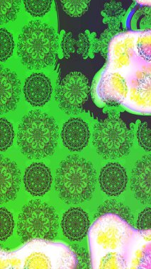 Yeşil renkli çiçekler. Elle çizilmiş sonbahar çiçeği deseni. Doodle tarzı. Renkli yeşil çizim kalıbı. Tekstil ve kapak tasarımı için mükemmel.