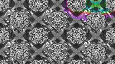 Gri renkli çiçekler. Raster Illustrasyon 'daki Çiçek Deseni' nin son moda çizimi. Düz Çiçek Elementleri Tasarımı. Renkli Yaz Teması çizim şablonu.