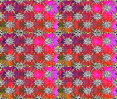 Gri ve kırmızı renkte çiçekler. Kusursuz çiçek deseni duvar kâğıdı olarak kullanılabilir. Raster illüstrasyonu.