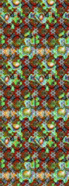 Çok yeşil, kahverengi ve nötr küçük çiçekler ve yeşil, kahverengi ve nötr renklerdeki komik böcekler, raster deseni, illüstrasyon.