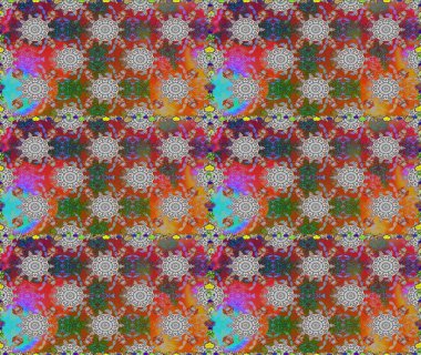 Raster illüstrasyonunda kusursuz çiçek deseni. Gri ve kahverengi renkte çiçekler.