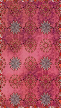 Pembe ve kırmızı renkler. Klasik çiçekler. Suluboya resim taklit Raster çizimi. Yaz çiçekleri teması. El çizimi soyut süslü elementler.