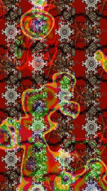 Güzel kumaş deseni. Raster suluboya çiçek deseni, narin çiçekler, kahverengi, kırmızı ve yeşil çiçekler, tebrik kartı şablonu.