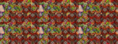 Tekstil için suluboya eskiz deseni. Şirin çiçekli, desenli, kırmızı, kahverengi ve gri renkli bir eskiz deseni. El çizimi çiçek çizimi deseni (fayans)).