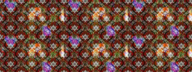 Kahverengi, gri ve kırmızı renkte çiçekler. Küçük çiçekteki sevimli çiçek deseni. Raster illüstrasyonu.