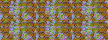 Çiçekler suluboya tarzında yeşil, kahverengi ve mavi renklerde. Raster illüstrasyonunda çiçek deseni çizimi.