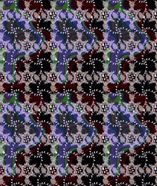 Raster deseni. Bahar çiçekleriyle desen dallı, siyah, nötr ve kahverengi renkler çiçekli siluet.