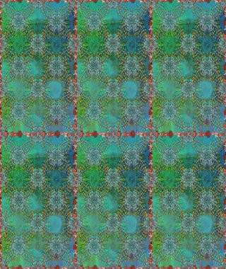 Kabile sanatı boho baskısı, klasik çiçek arkaplanı. Soyut etnik raster kusursuz desen. Arkaplan dokusu, duvar kağıdı, yeşil ve mavi renkli çiçek teması.