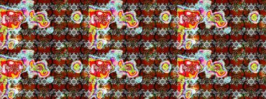 Raster illüstrasyonundaki çiçek desenli çizim. Suluboya tarzında gri, kahverengi ve kırmızı renkte çiçekler.