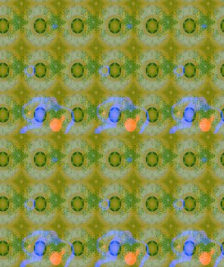 Raster illüstrasyonundaki çiçek desenli çizim. Yeşil renkte çiçekler.
