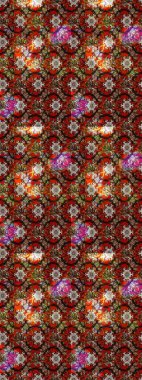 Raster deseni. Bahar çiçekleriyle desen dallı, kahverengi, kırmızı ve siyah renkler çiçekli siluet.