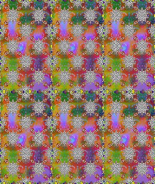 Gri ve kahverengi renklerde. Çiçek buketleriyle klasik tarzda kusursuz desenler. Raster illüstrasyonu.