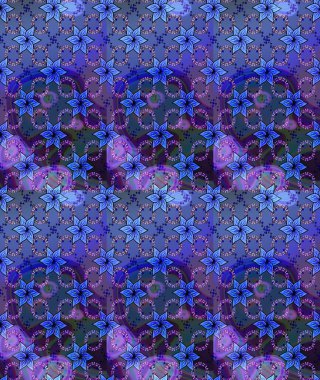 Raster Çiçek İllüstrasyonu 'nun şirin tekstili. Mavi renkli etnik çiçeklerle zarif eskiz deseni.