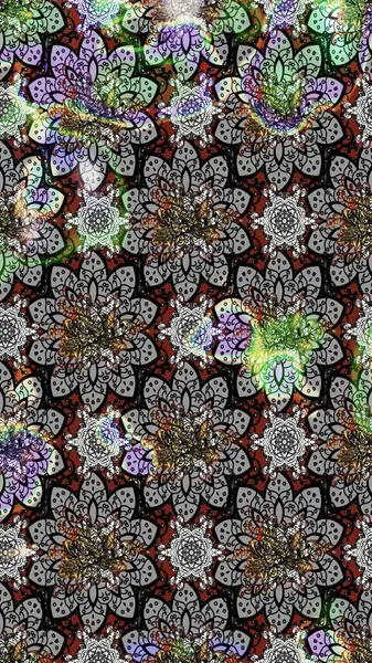 Küçük çiçekteki sevimli çiçek deseni. Varicologray Raster çizimi. Birçok gri soyut çiçekli tropikal çizim deseni.