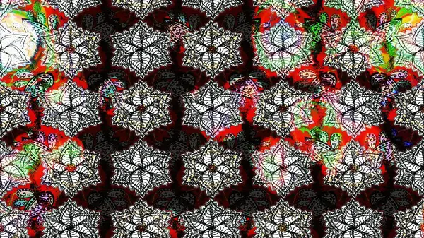 Raster illüstrasyonu. Asya tekstil tarzında. Çiçek desenli çizim. Raster illüstrasyonu. Siyah renkte çiçekler.