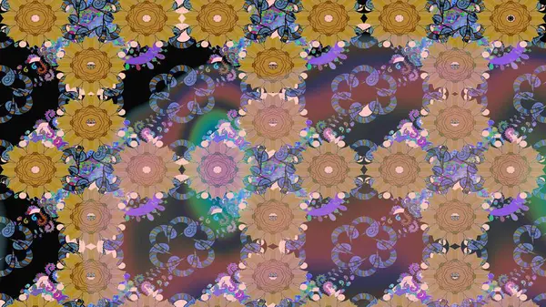 Raster çiçek desenli çiçek deseni, yapraklar, dekoratif elementler, sıçrama, lekeler, el çizimi kontur çizgileri ve Doodle çizim stili, grafik raster çizim çizimi.