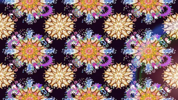 Suluboya çiçekli çiçek deseni. Siyah renkte güzel bir tekstil. Raster illüstrasyonu.