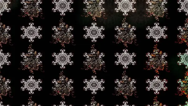 Siyah renkli etnik çiçeklerle süslenmiş zarif bir eskiz şekli. Raster Çiçek İllüstrasyon Şirin Tekstil.