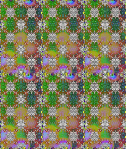 Kusursuz çiçek deseni duvar kâğıdı olarak kullanılabilir. Raster illüstrasyonu. Yeşil renkte çiçekler.