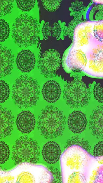 Yeşil renkli çiçekler. Elle çizilmiş sonbahar çiçeği deseni. Doodle tarzı. Renkli yeşil çizim kalıbı. Tekstil ve kapak tasarımı için mükemmel.