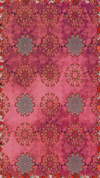 Pembe ve kırmızı renkler. Klasik çiçekler. Suluboya resim taklit Raster çizimi. Yaz çiçekleri teması. El çizimi soyut süslü elementler.