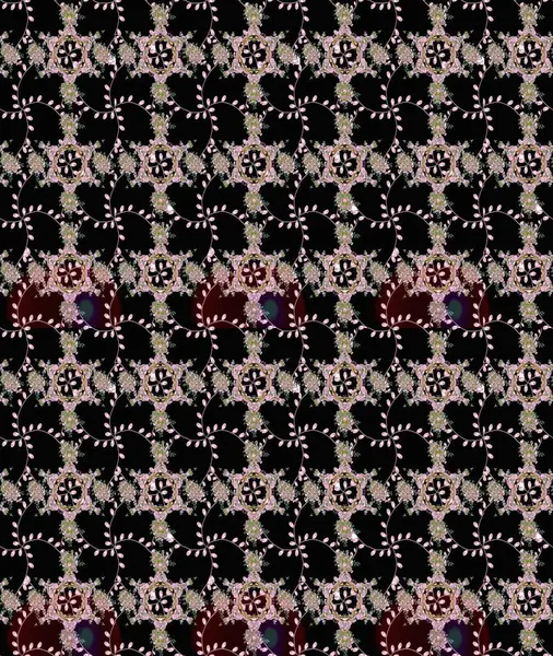 Raster illüstrasyonu. Şirin çiçekli eskiz deseni ve siyah, nötr ve yeşil renkli yapraklar, suluboya çiçek deseni, duvar kağıdı, kart veya kumaş için fayanslı.