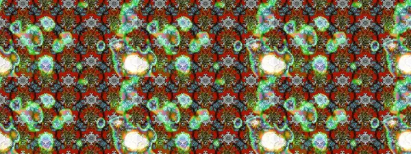 Yeşil, kahverengi ve kırmızı renkte çiçekler. El çizimi çiçekli soyut çizim kalıbı. Raster illüstrasyonu.