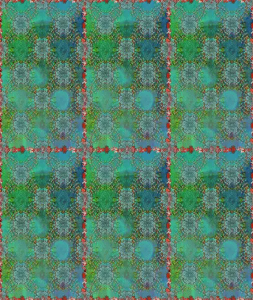 Kabile sanatı boho baskısı, klasik çiçek arkaplanı. Soyut etnik raster kusursuz desen. Arkaplan dokusu, duvar kağıdı, yeşil ve mavi renkli çiçek teması.