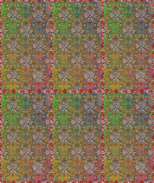 Kahverengi ve yeşil kıvırcık çiçekler kahverengi ve yeşil renklerde şekillenir. Raster illüstrasyonu. Klasik çiçek tasarım elementleri.