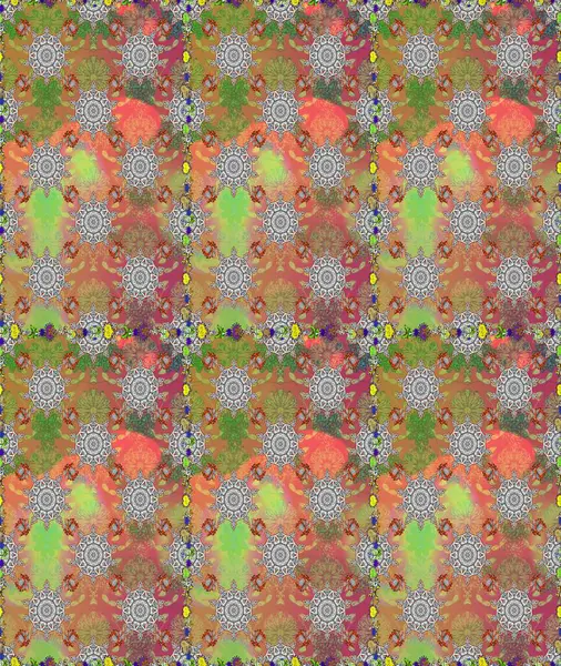 Raster Illustrasyon 'da moda olmayan çiçek deseni. Düz Çiçek Elementleri Tasarımı. Gri ve kahverengi renkli çiçekler. Renkli Yaz Temalı Kusursuz Arkaplan.