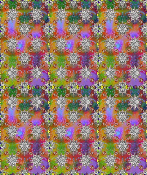 Gri ve kahverengi renklerde. Çiçek buketleriyle klasik tarzda kusursuz desenler. Raster illüstrasyonu.