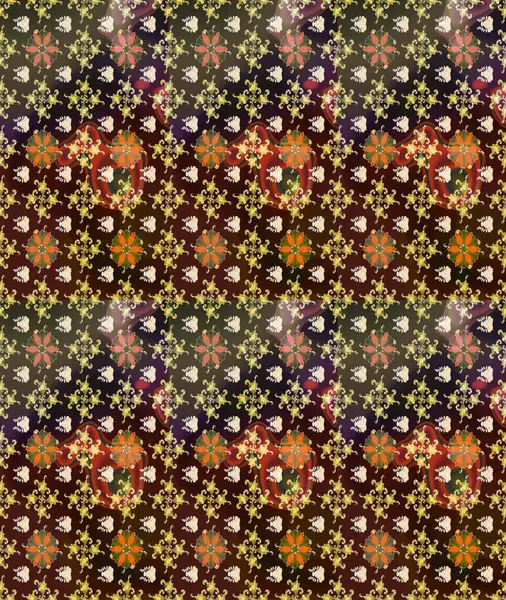 Düz Çiçek Elementleri Tasarımı. Çiçek desenli eskiz, yaz çiçekleri. Kahverengi ve gri renkli çiçekler. Renkli Bahar Teması çizim şablonu.