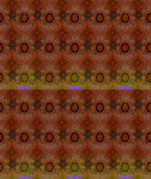 Asya tekstil tarzında. Düz Çiçek Elementleri Tasarımı. Raster illüstrasyonu. Çiçek desenli çizim. Kahverengi renkli çiçekler. Renkli Bahar Teması çizim şablonu.