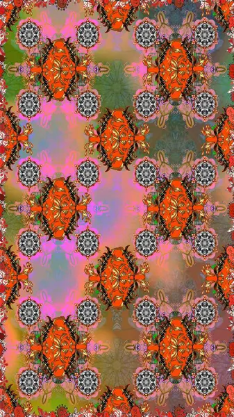 Kahverengi ve turuncu renkli çiçekler. Şatafatlı bahar bahçesi dokusu. Raster illüstrasyonu. Çiçek deseni. Kahverengi ve turuncu renklerde dikişsiz çiçekler..