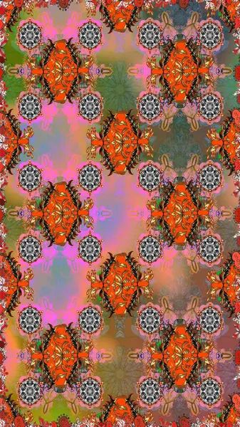 Kahverengi ve turuncu renkli çiçekler. Şatafatlı bahar bahçesi dokusu. Raster illüstrasyonu. Çiçek deseni. Kahverengi ve turuncu renklerde dikişsiz çiçekler..